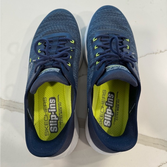 Skechers Men's Navy Slip-Ins Extra Wide Fit Go Run Gym Shows, Size 11 Wide - Picture 4 of 7
